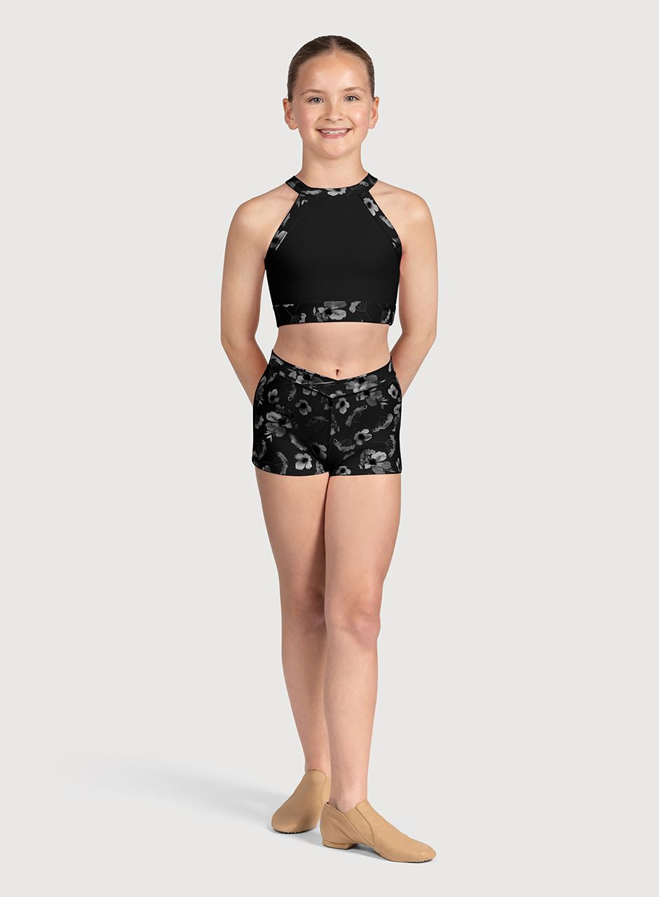 Bloch CZ5265 Petal Print High-Neck Crop Top