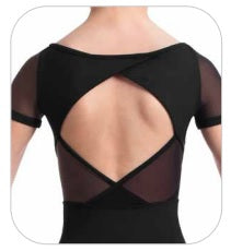 Bloch CL2342 'Claudie' Boat-Neck Mesh Wrap Embroidered Short-Sleeved Leo