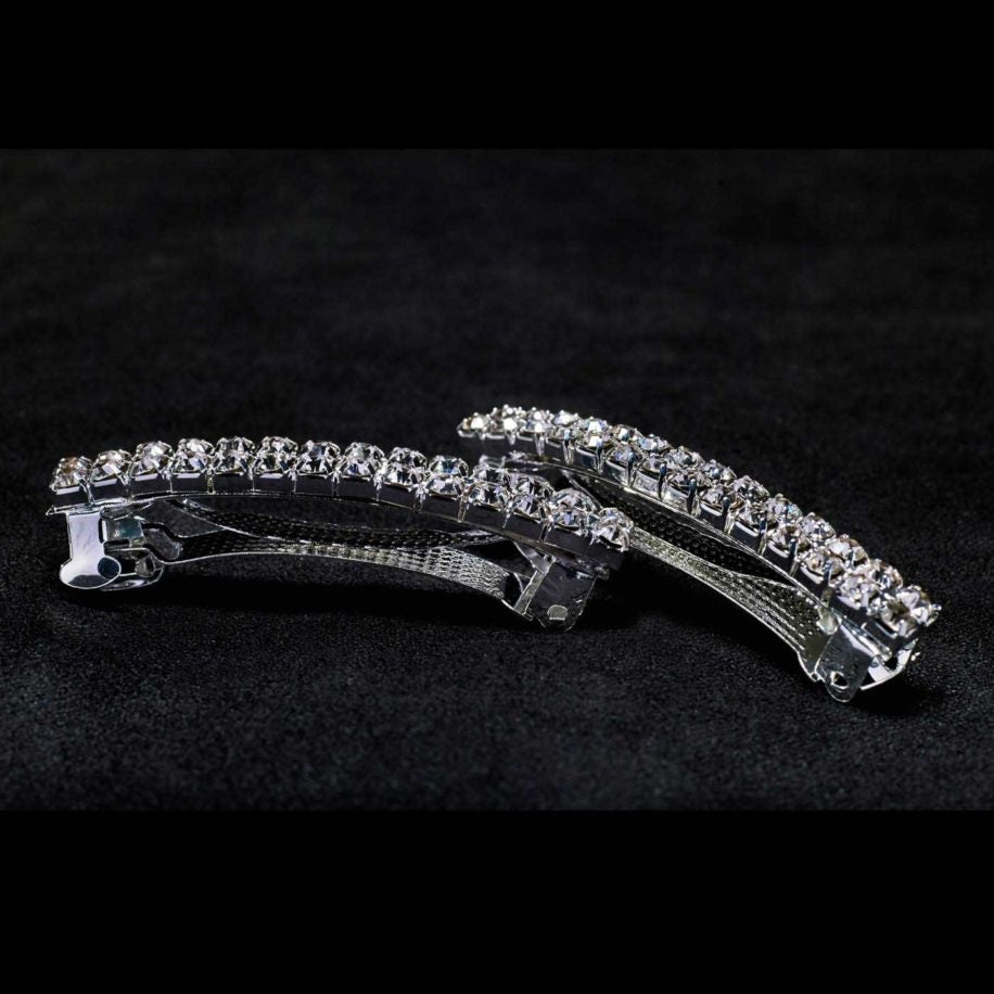 KBG 2-row barrettes, clear, 2-pk